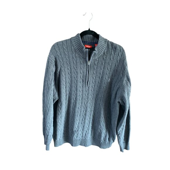 Izod Mens Size XL Long Sleeve 1/4 Zip Pullover Cableknit Sweater Fisherman - Picture 1 of 3